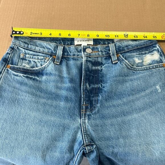 Frame Denim Le Slouch Distressed High Waist Straight Leg Jeans Denim Button Fly - Picture 11 of 14